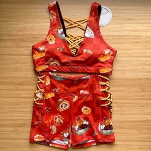 Autumn Treats Crisscross Sports Bra & High Waisted Shorts Activewear Set